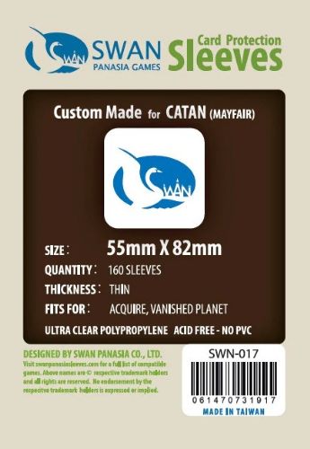 Swan Card Sleeves: 55x82 mm Catan -160 per pack